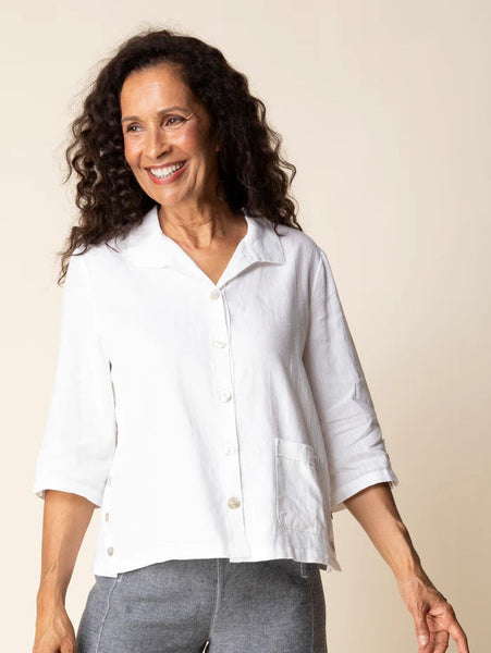 Linen Solid Camp Shirt White by Habitat