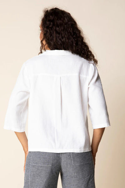 Linen Solid Camp Shirt White by Habitat