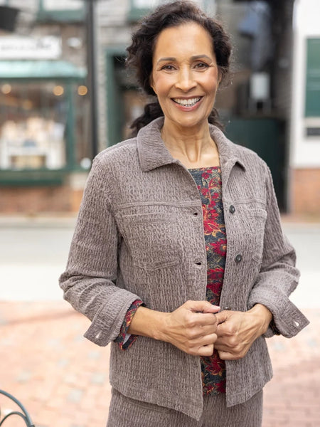 Rustic Stretch Cord Boyfriend Jacket Truffle by Habitat