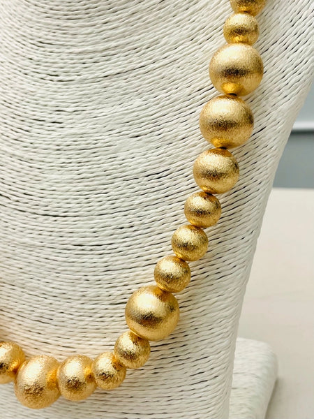 Brushed Big Ball Long Necklace Gold by Two Forty Two