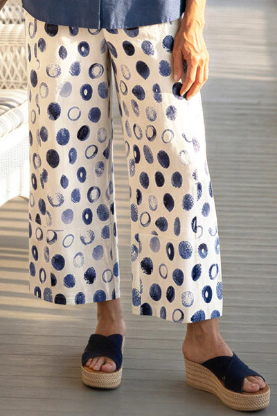 Linen Dot Seamed Crop Pant White by Habitat