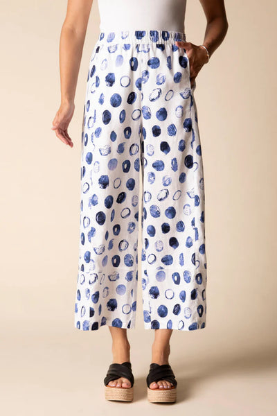 Linen Dot Seamed Crop Pant White by Habitat