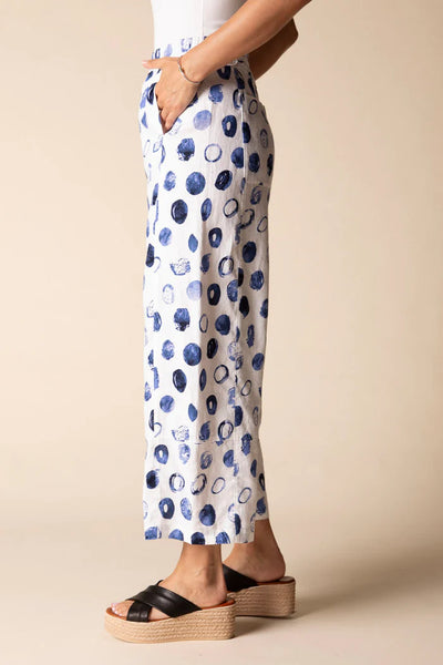Linen Dot Seamed Crop Pant White by Habitat