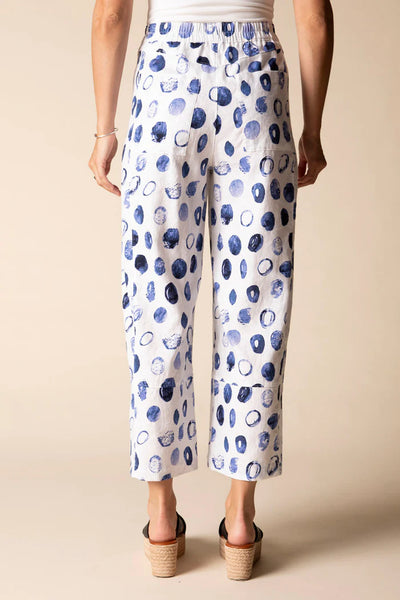 Linen Dot Seamed Crop Pant White by Habitat