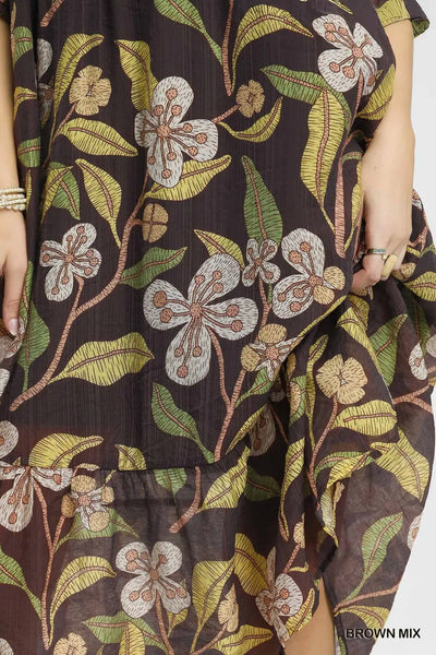 Floral Midi Dress Brown Mix by Umgee