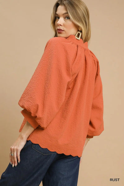 Scalloped Hem Top Rust by Umgee