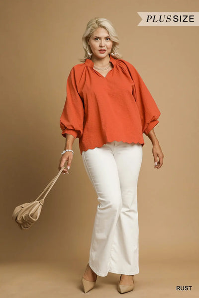 Scalloped Hem Top Rust by Umgee