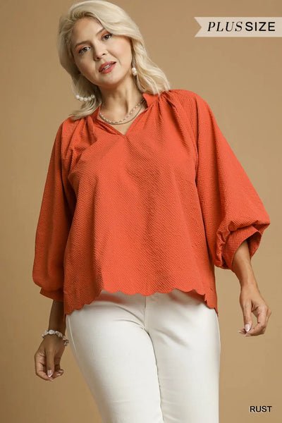 Scalloped Hem Top Rust by Umgee