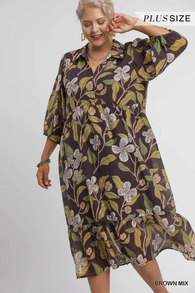 Floral Midi Dress Brown Mix by Umgee
