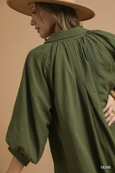 Scalloped Hem Dress Olive by Umgee