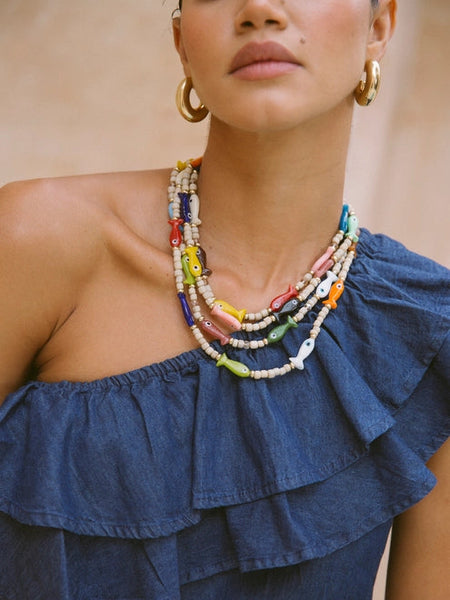 4 Strand Fish Necklace by Mare Sole Amore