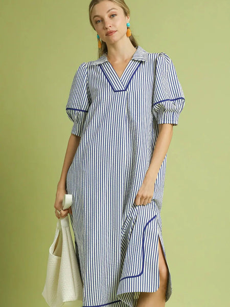 Blue Striped Midi Dress by Umgee