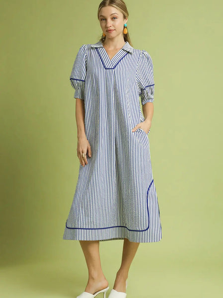 Blue Striped Midi Dress by Umgee