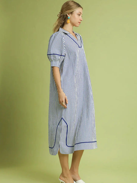 Blue Striped Midi Dress by Umgee
