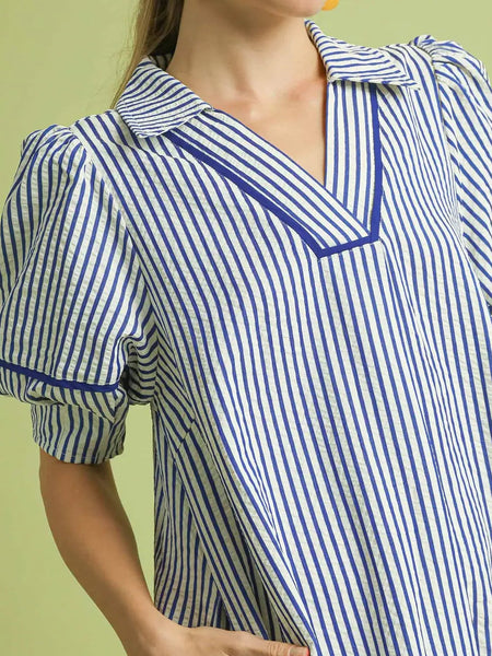 Blue Striped Midi Dress by Umgee