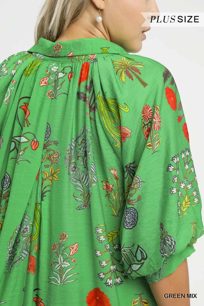 Floral Print Dress Green Mix by Umgee