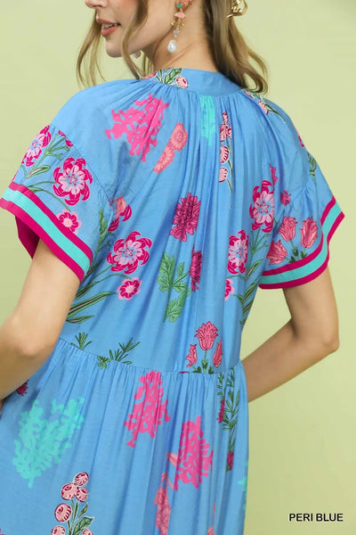 Floral Print Midid Peri Blue by Umgee