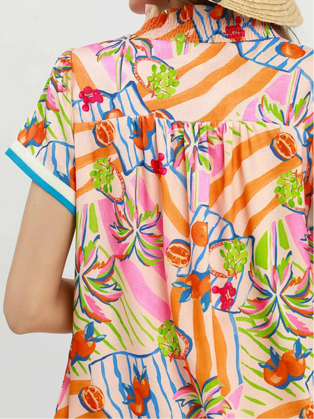 Tangerine Mix Tropical Print Dress by Umgee