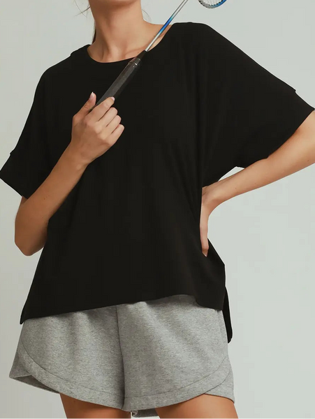 Solid Dolman Sleeve Top Black by Umgee