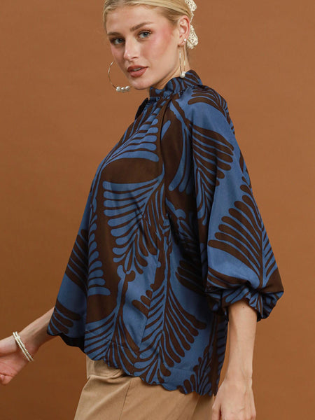 Abstract Leaf Print Blouse by Umgee