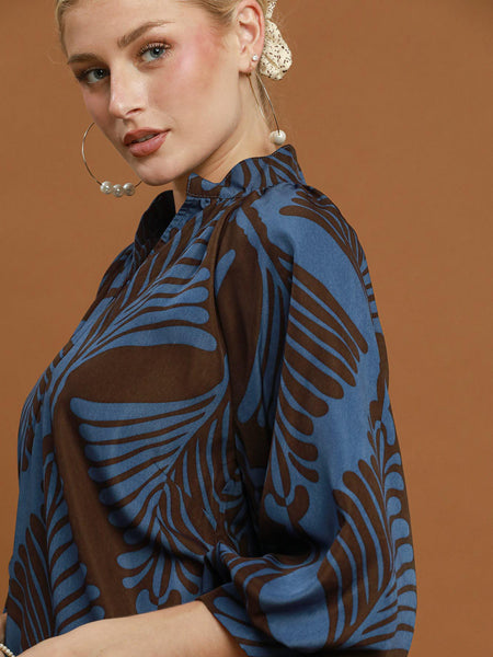 Abstract Leaf Print Blouse by Umgee