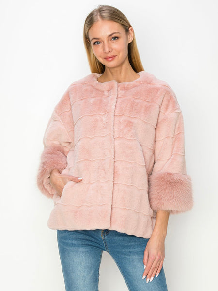 Pink Jina Fur Jacket Pink by Joh