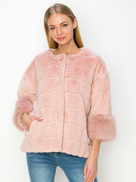 Pink Jina Fur Jacket Pink by Joh