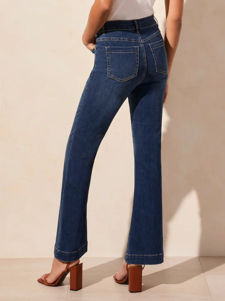 Audrey Pull-On Flare Jeans Stormy Blue by Tribal