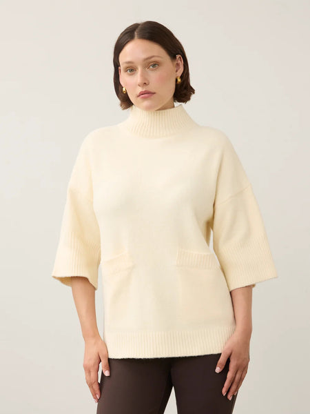 Mock Neck Lightweight Sweater Ivory by FDJ
