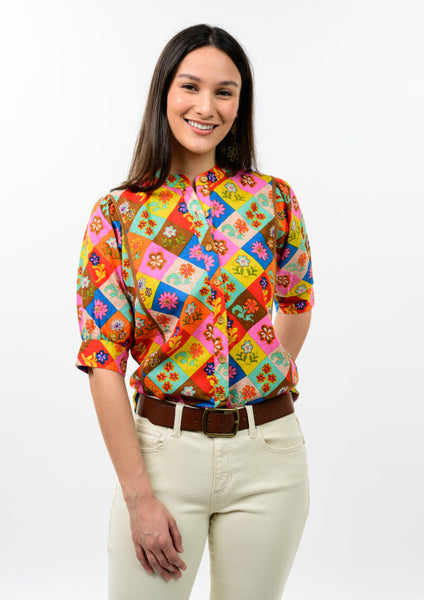 Block Patch Floral Top by Ivy Jane