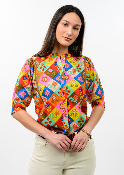 Block Patch Floral Top by Ivy Jane