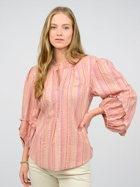 Metallic Stripe Top Rose by Ivy Jane