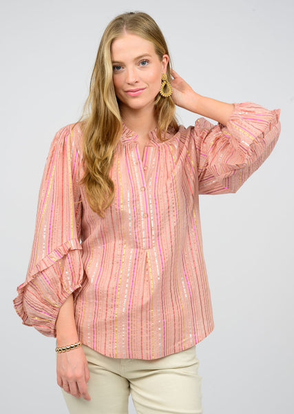 Metallic Stripe Top Rose by Ivy Jane