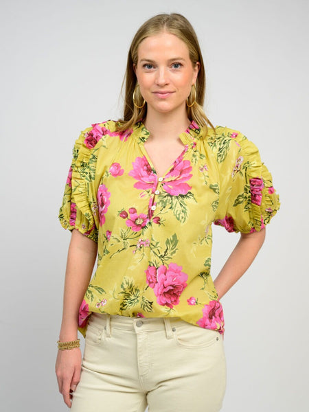 Ruffles and Roses Top Lime by Ivy Jane