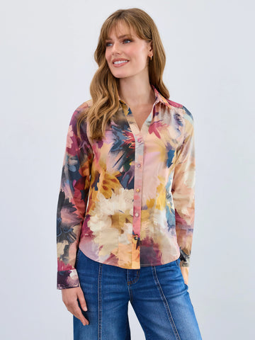Long-Sleeve Split Neck Shirt Melaine by FDJ
