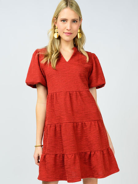 Tiered Knit Dress Brick by Ivy Jane