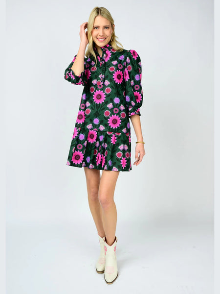 Pleated Hem Dress Spruce by Ivy Jane