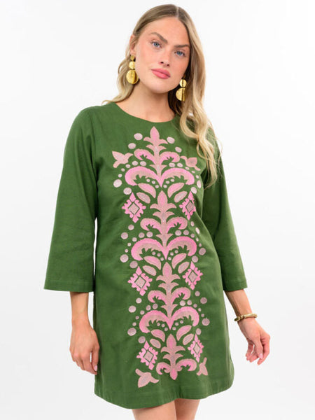 Panel Embroidery Shift Dress Green by Ivy Jane