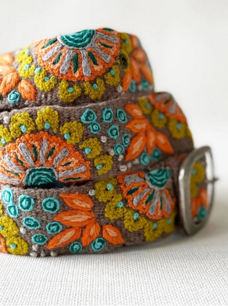 Andean Whisper Embroidered Wool Belt by Coastal Couture