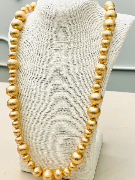 Brushed Big Ball Long Necklace Gold by Two Forty Two