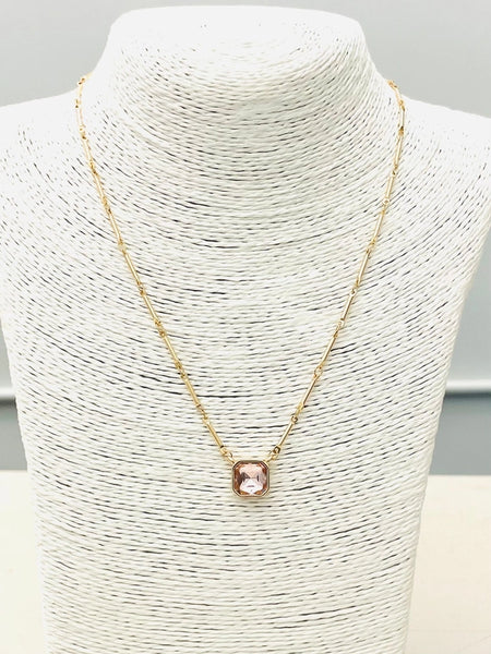 Simple Elegance Pink Pendant Necklace by Two Forty Two