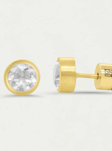 Signature Small Studs - Gold/Crystal Quartz by Dean Davidson