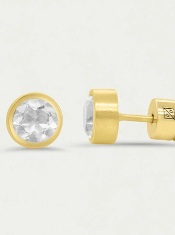 Signature Small Studs - Gold/Crystal Quartz by Dean Davidson