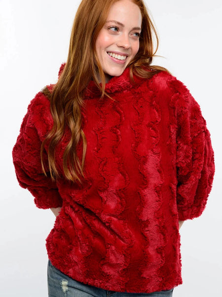 Faux Fur Popover Cardinal by Ivy Jane