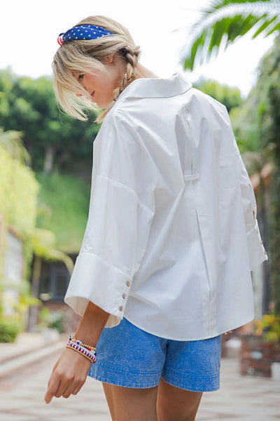 Button Front Oversized Shirt Off White by EESome