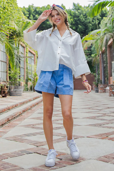 Button Front Oversized Shirt Off White by EESome