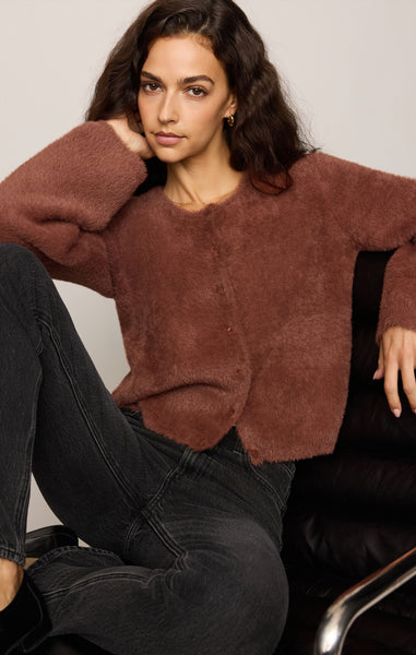 Winterglow Fluffy Cardigan Dark Rosewood by Z Supply