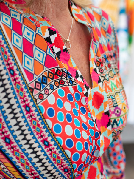 Long Sleeve Mixed Print Dress by Shana
