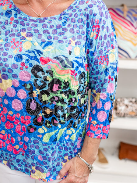 Buttonback Abstract Print Top by Shana