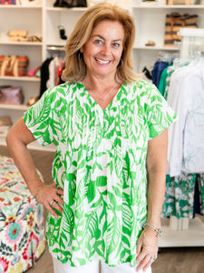 Hayman Green Pleated Top by Orientique